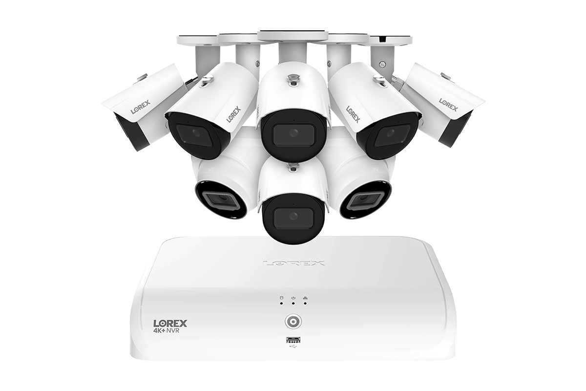 Lorex 4K Fusion 2TB Wired NVR System with Six 4K Bullet Security Cameras and Two 4K Turret Security Cameras