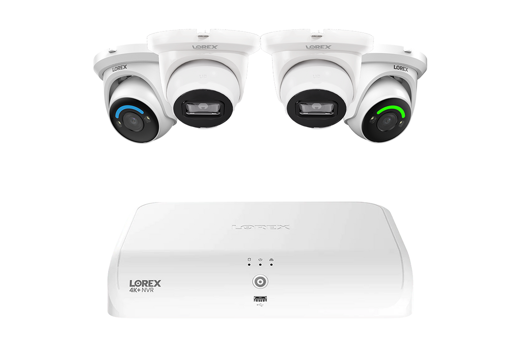 Lorex 4K Fusion 2TB Wired NVR System with Two 4K Smart Security Lighting Turret Cameras and Two 4K Turret Cameras
