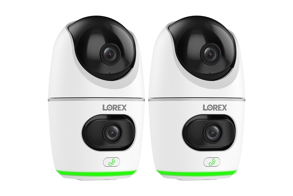 Lorex 2K Dual Lens Indoor Pan-Tilt Wi-Fi Security Camera (2-pack)