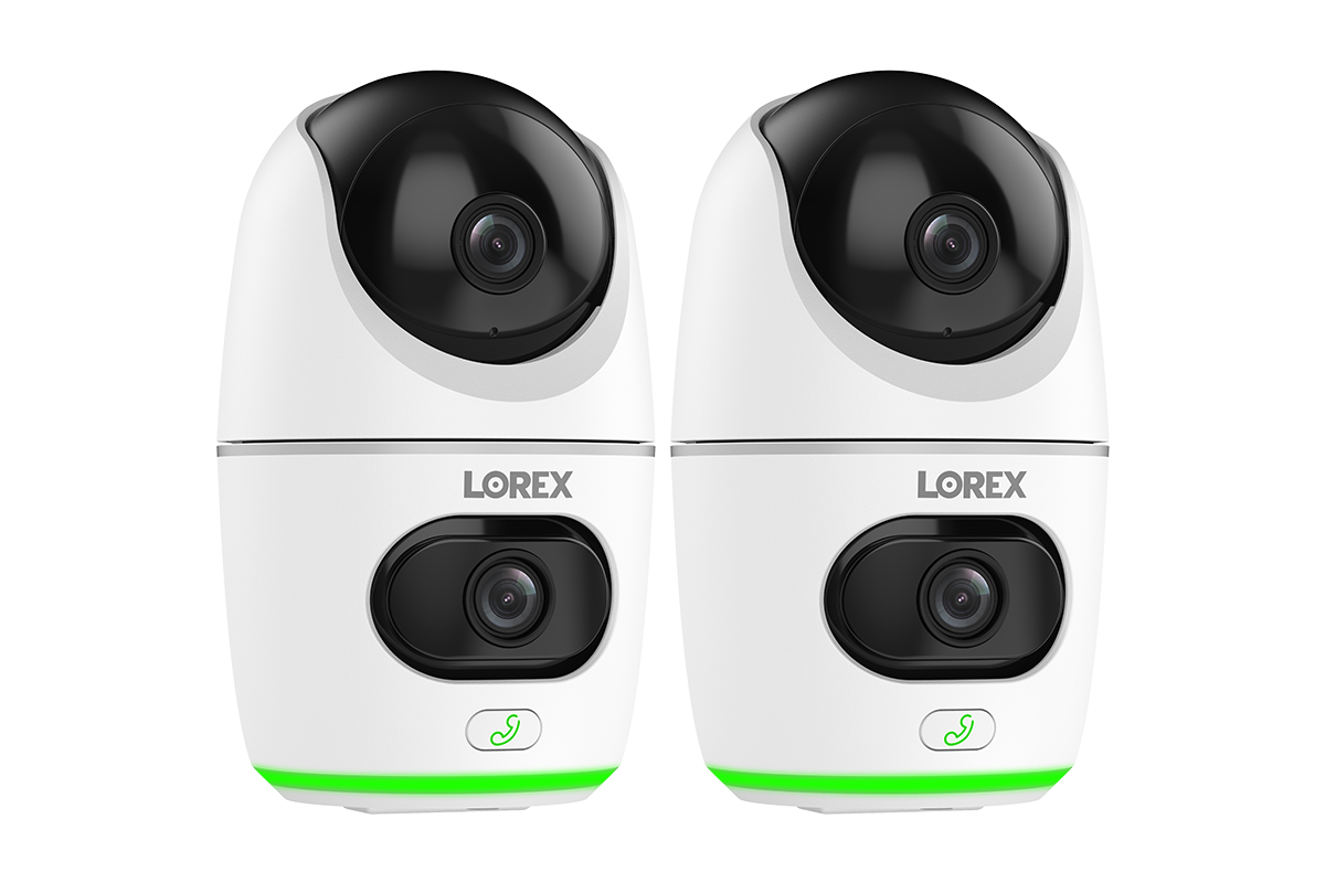 Lorex 2K Dual Lens Indoor Pan-Tilt Wi-Fi Security Camera (2-pack)