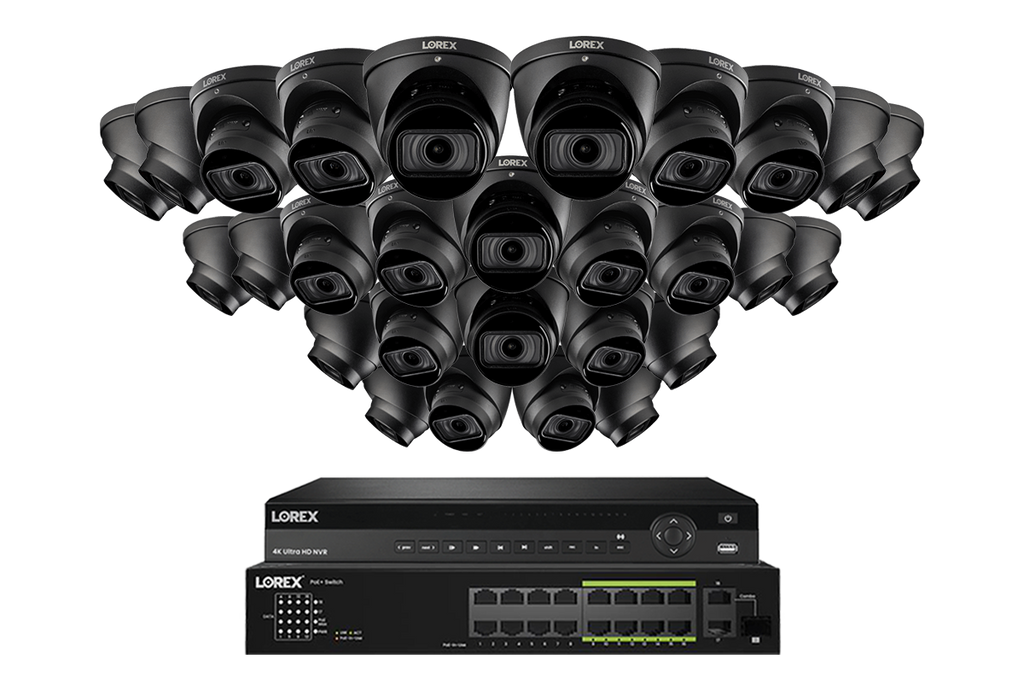 Lorex 4K (32 Camera Capable) 6TB Wired NVR System with Nocturnal 3 Smart IP Turret Cameras Featuring Motorized Varifocal Lens and 30FPS Recording