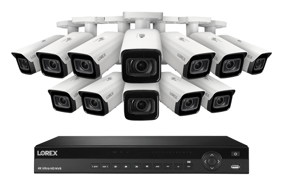 Lorex 4K (16 Camera Capable) 6TB Wired NVR System with Nocturnal 3 Smart IP Bullet Cameras with Motorized Varifocal Lens