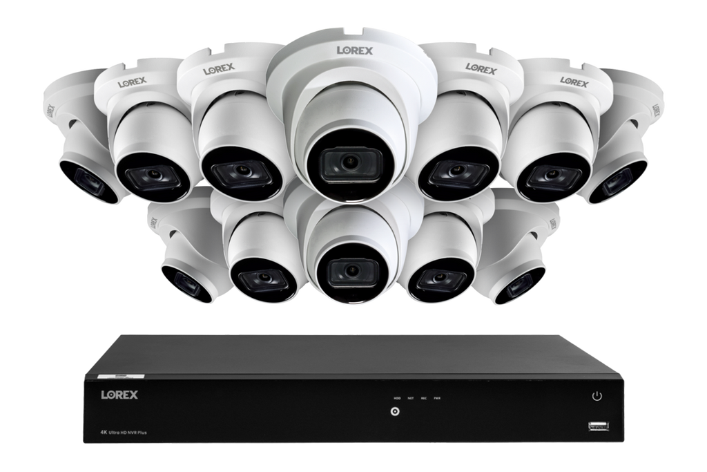 Lorex Fusion Series 4K 16 Camera Capable (Wired or Fusion Wi-Fi) 4TB Wired NVR System with A14 IP Turret Cameras