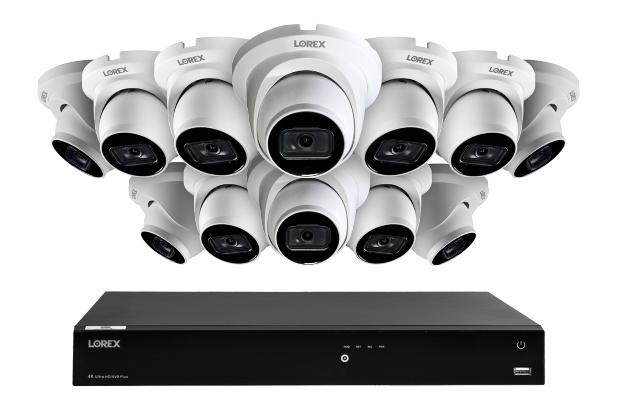 Lorex Fusion Series 4K 16 Camera Capable (Wired or Fusion Wi-Fi) 4TB Wired NVR System with A14 IP Turret Cameras