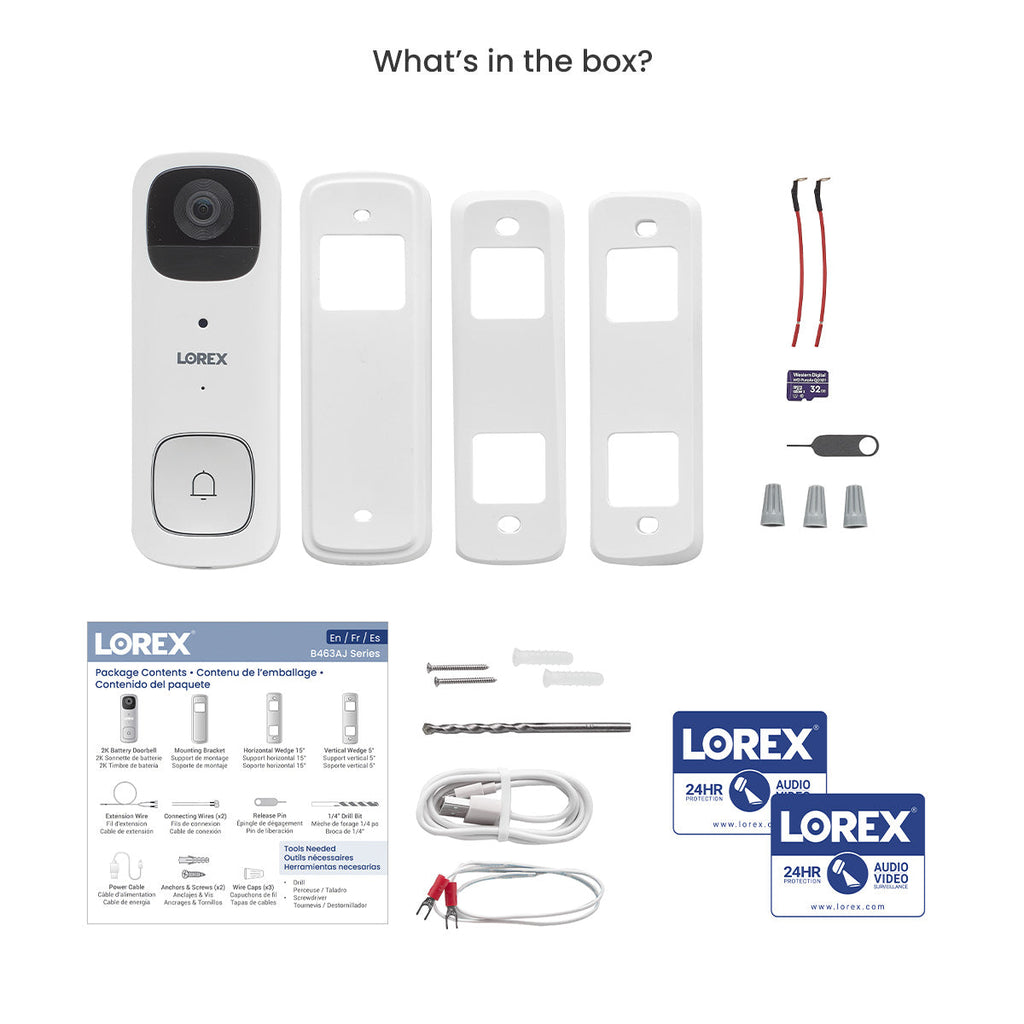 Lorex 2K Wi-Fi Video Doorbell (Battery-Operated, 32GB, Open Box)