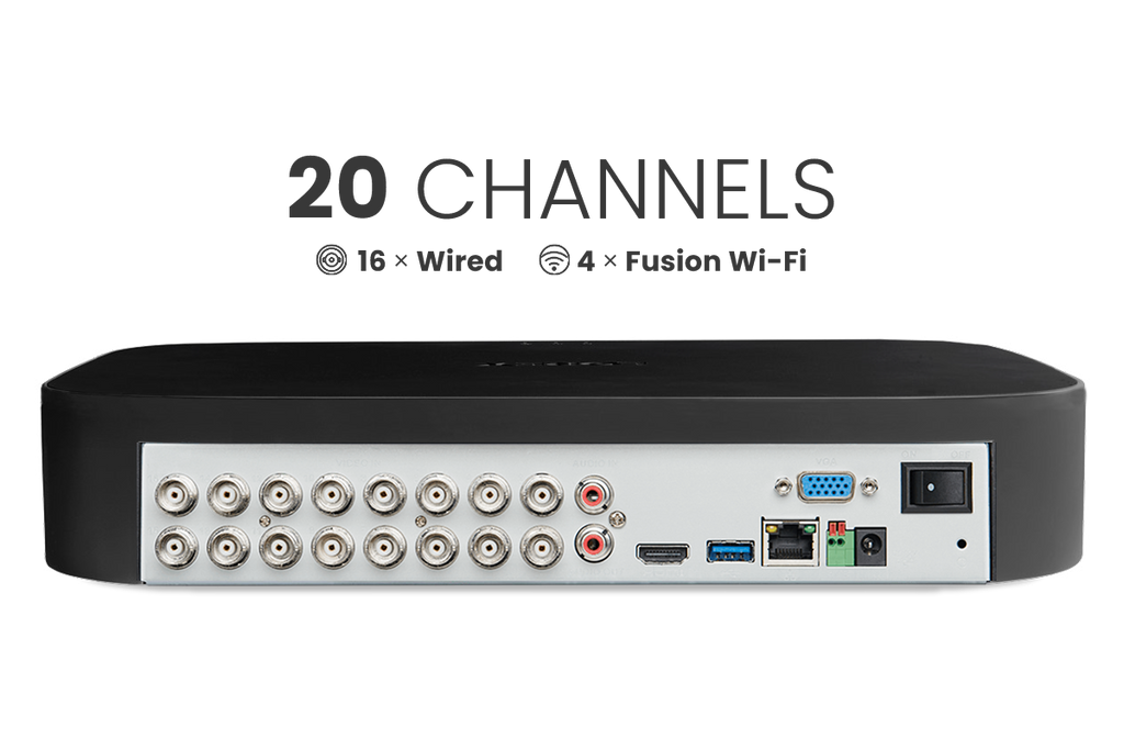 Lorex Classic Fusion 4K 20-Channel (16 Wired + 4 Wi-Fi) 1TB Wired DVR System with Active Deterrence Bullet Cameras