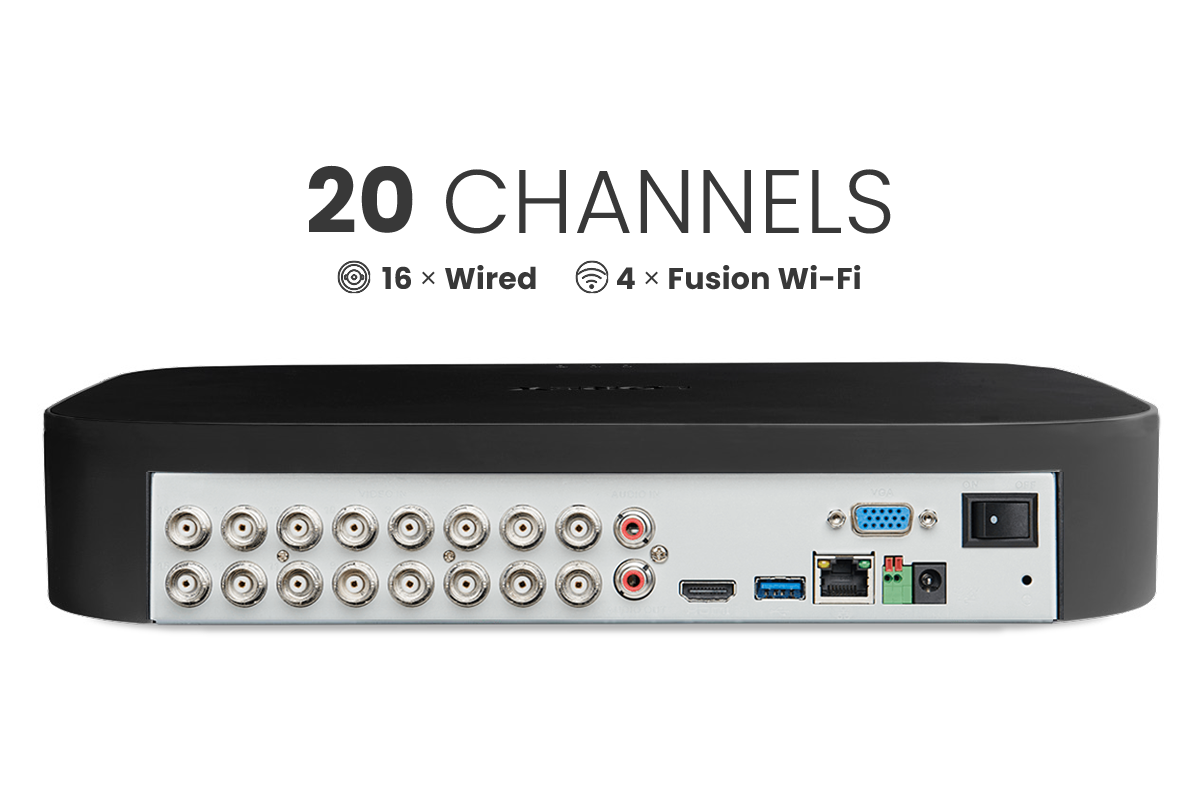Lorex Classic Fusion 4K 20-Channel (16 Wired + 4 Wi-Fi) 1TB Wired DVR System with Active Deterrence Bullet Cameras