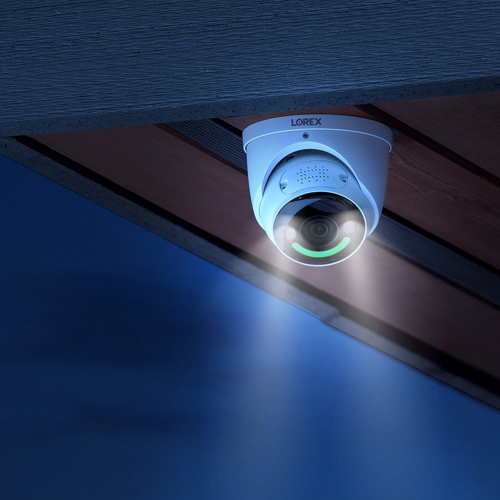 Lorex 4K Fusion 2TB Wired NVR System with Four 4K IP Turret Smart Security Lighting Cameras