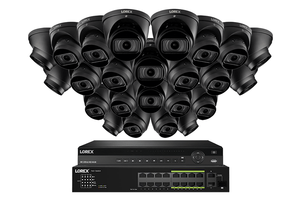 Lorex 4K (32 Camera Capable) 6TB Wired NVR System with Nocturnal 3 Smart IP Turret Cameras Featuring Motorized Varifocal Lens and 30FPS Recording