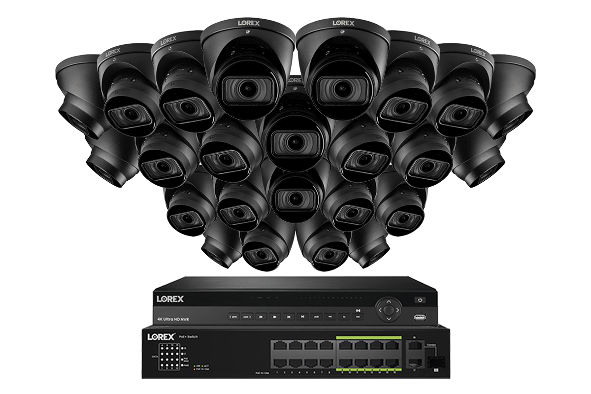 Lorex 4K (32 Camera Capable) 6TB Wired NVR System with Nocturnal 3 Smart IP Turret Cameras Featuring Motorized Varifocal Lens and 30FPS Recording