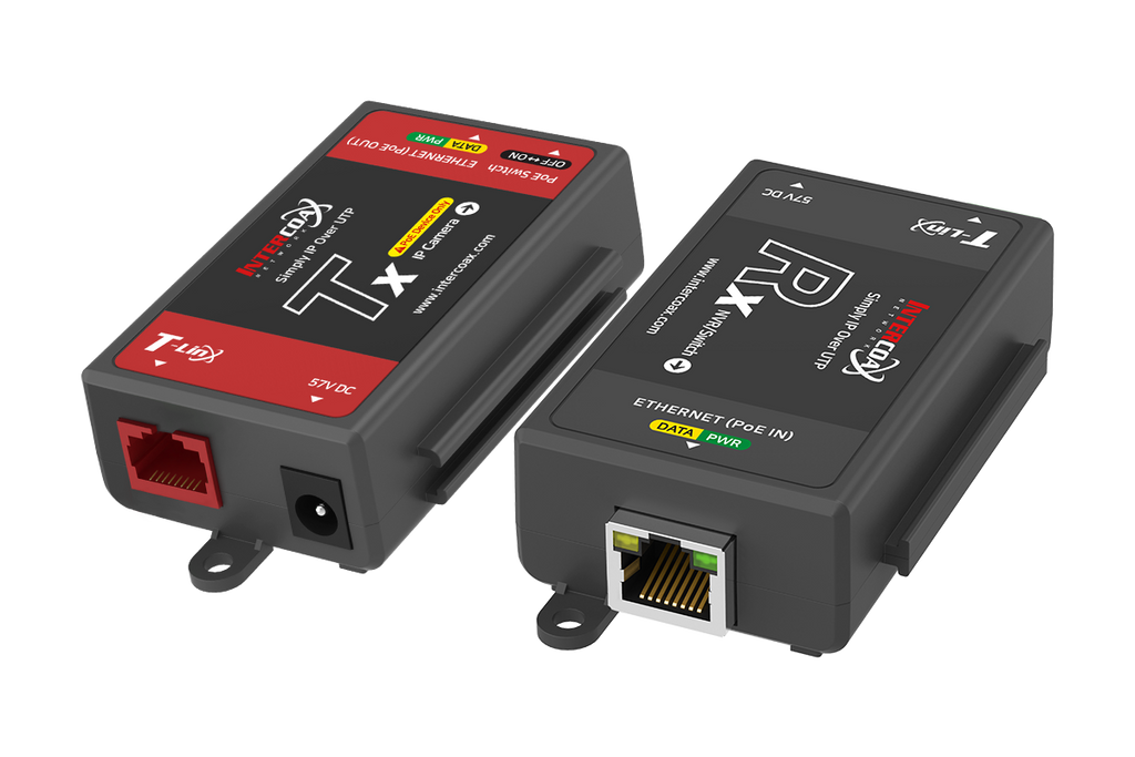 Single Port IP & PoE Cat5e Extender Set (400m/1300ft end-to-end PoE Injector)
