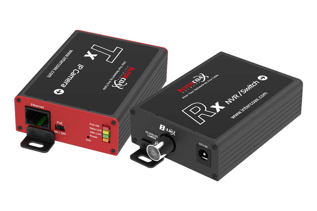Professional Single Port IP & PoE over Coax Set (1200m/4000ft end-to-end converters)
