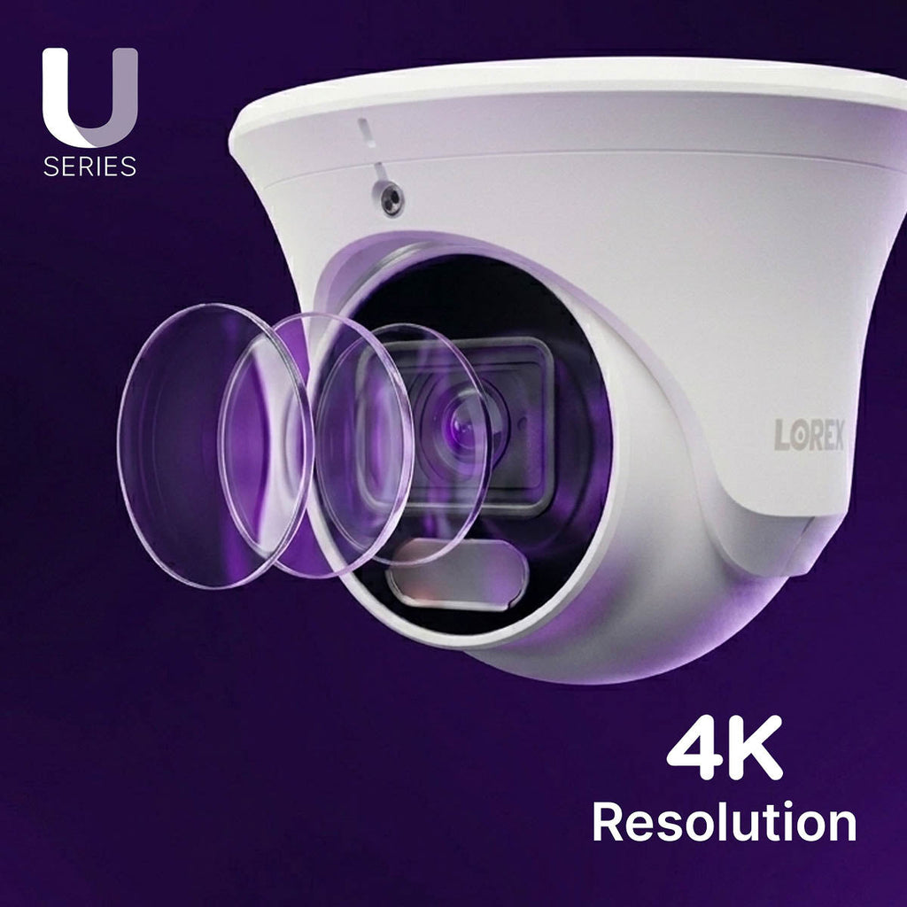 Lorex Connect U3 4K PoE Turret Camera with Red & Blue Deterrence Lights