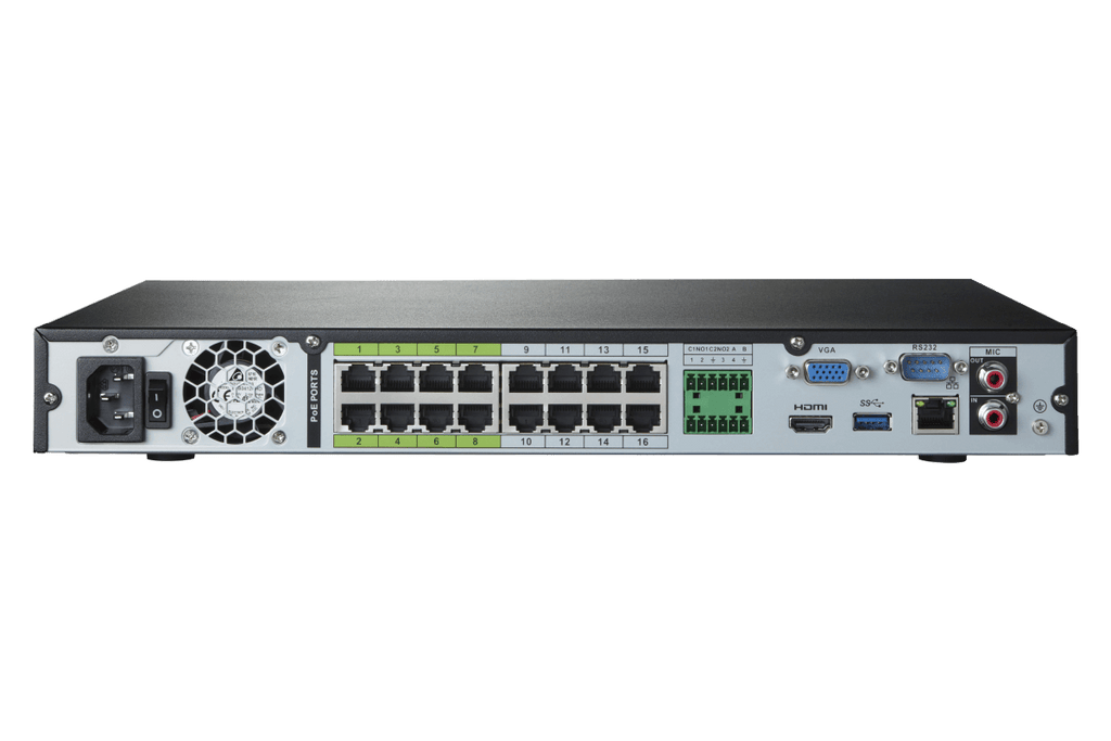 Lorex 4K (16 Camera Capable) 6TB Wired NVR System with Nocturnal 3 Smart IP Bullet Cameras with Listen-In Audio and 30FPS