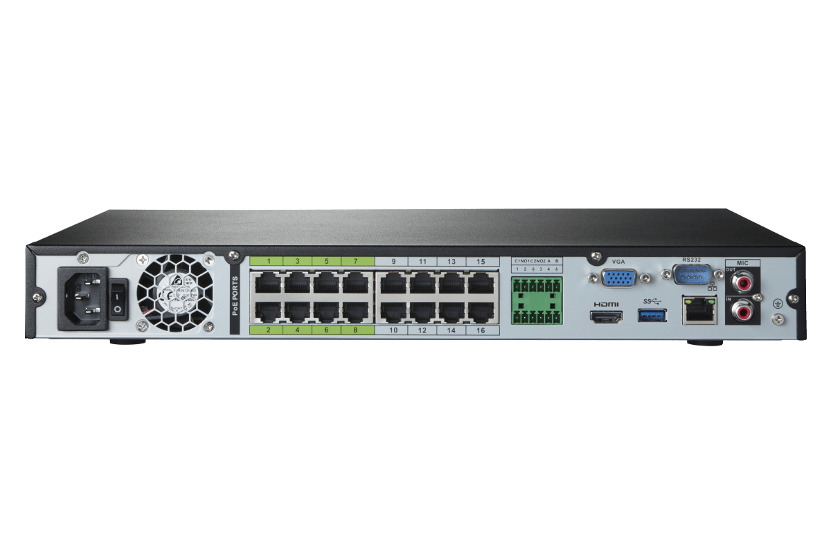 Lorex 4K (16 Camera Capable) 6TB Wired NVR System with Nocturnal 3 Smart IP Bullet Cameras with Listen-In Audio and 30FPS