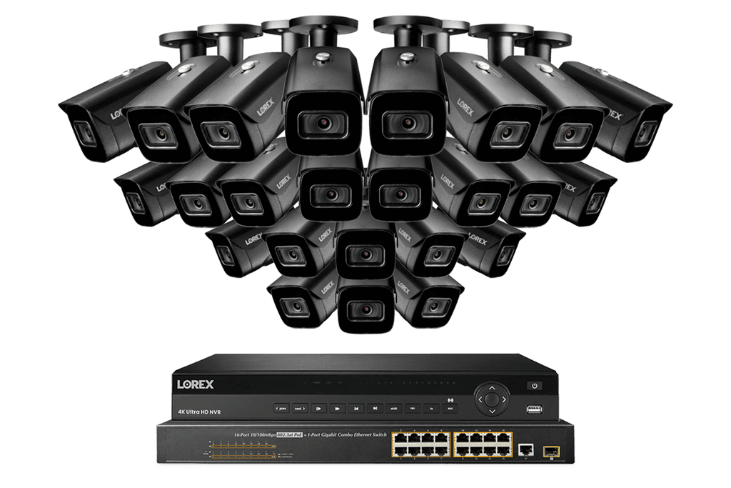 Lorex 4K (32 Camera Capable) 6TB Wired NVR System with Nocturnal 3 Smart IP Bullet Cameras Featuring Motorized Varifocal Lens and 30FPS Recording