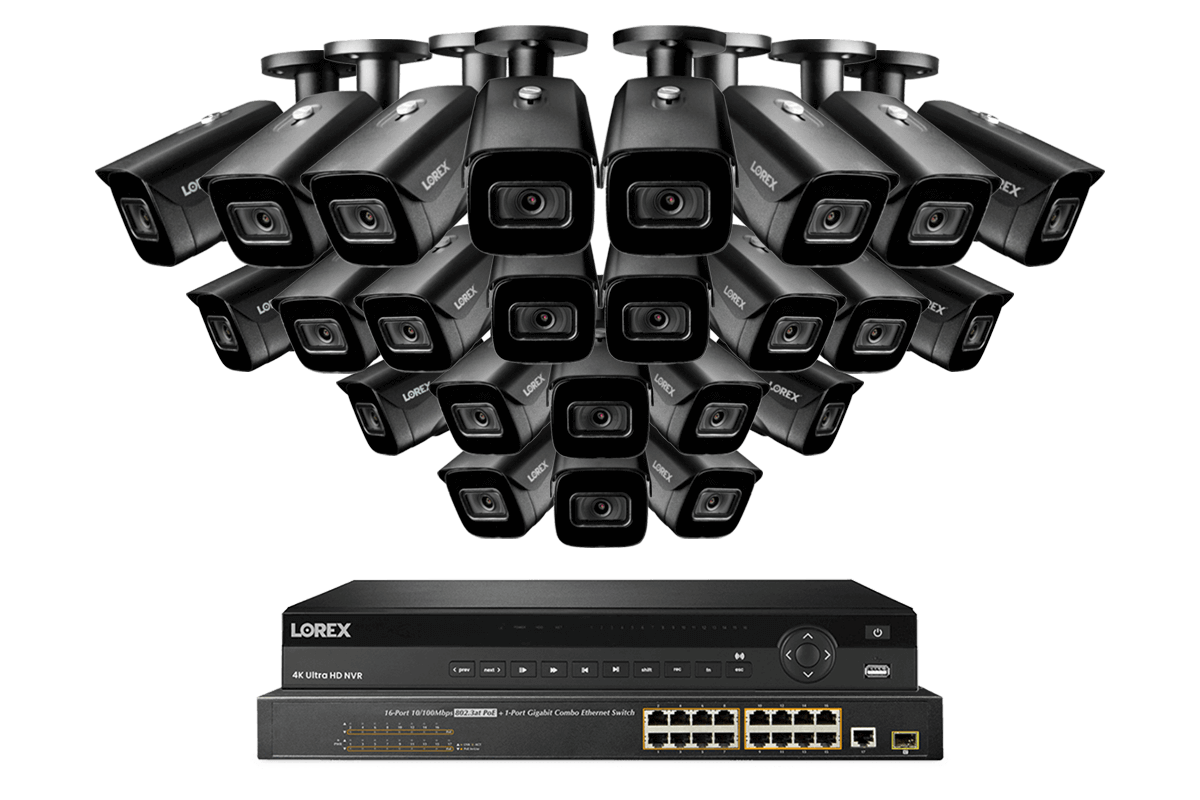 Lorex 4K (32 Camera Capable) 6TB Wired NVR System with Nocturnal 3 Smart IP Bullet Cameras Featuring Motorized Varifocal Lens and 30FPS Recording