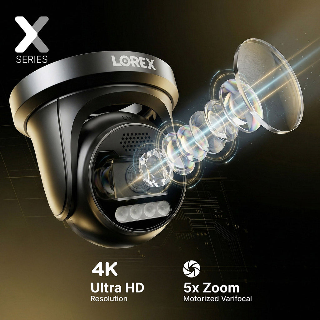 Lorex Connect X3 4K Motorized Varifocal PoE Turret Camera with Active Deterrence - Black/White