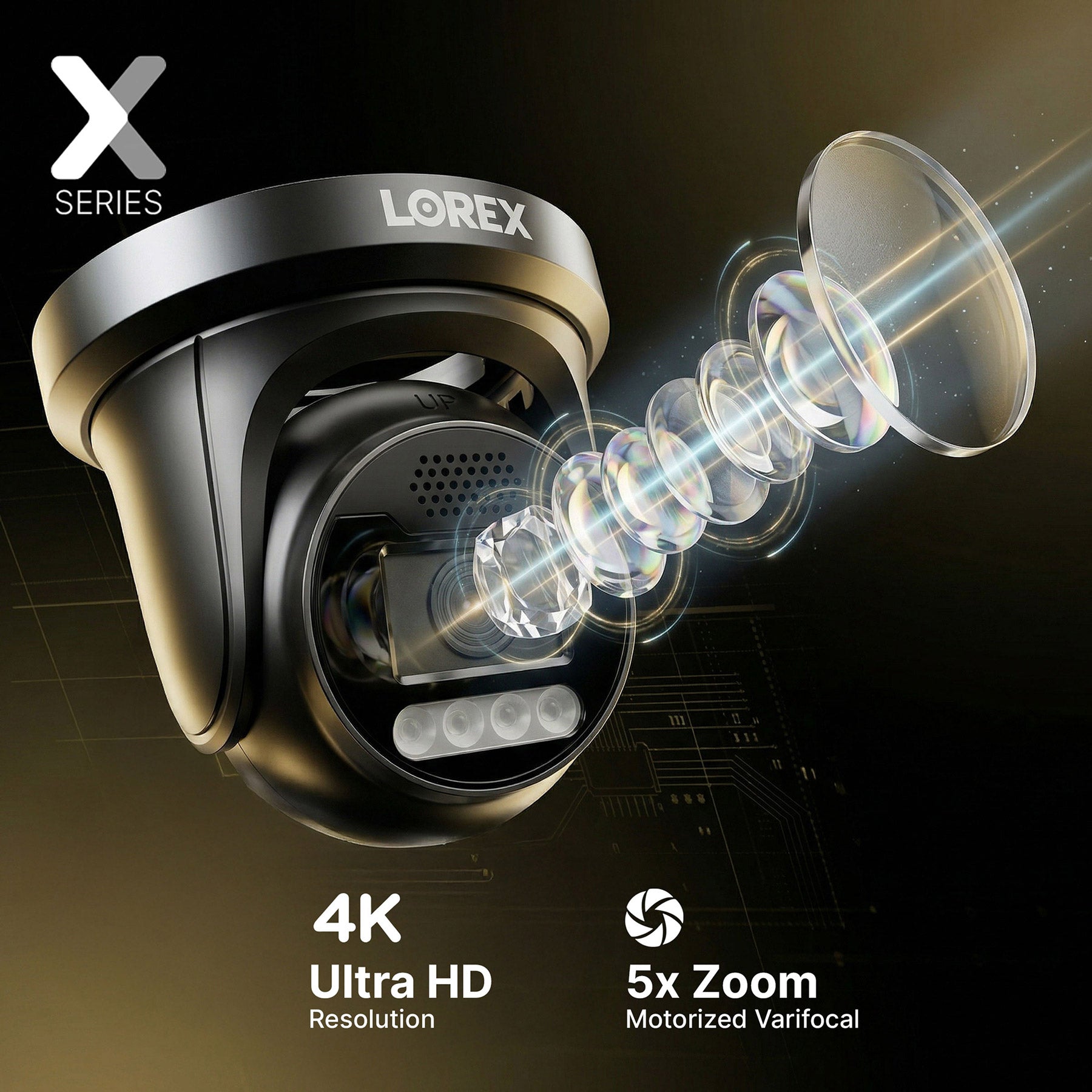 Lorex Connect X3 4K Motorized Varifocal PoE Turret Camera with Active Deterrence - Black/White