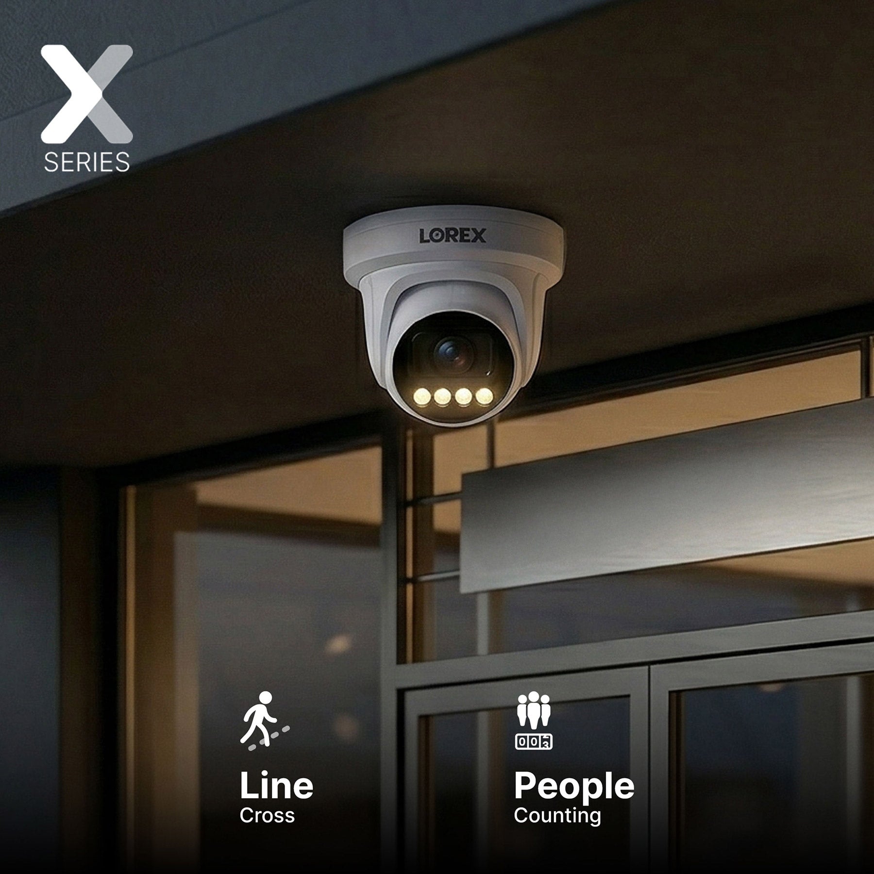 Lorex Connect X3 4K Motorized Varifocal PoE Turret Camera with Active Deterrence - Black/White