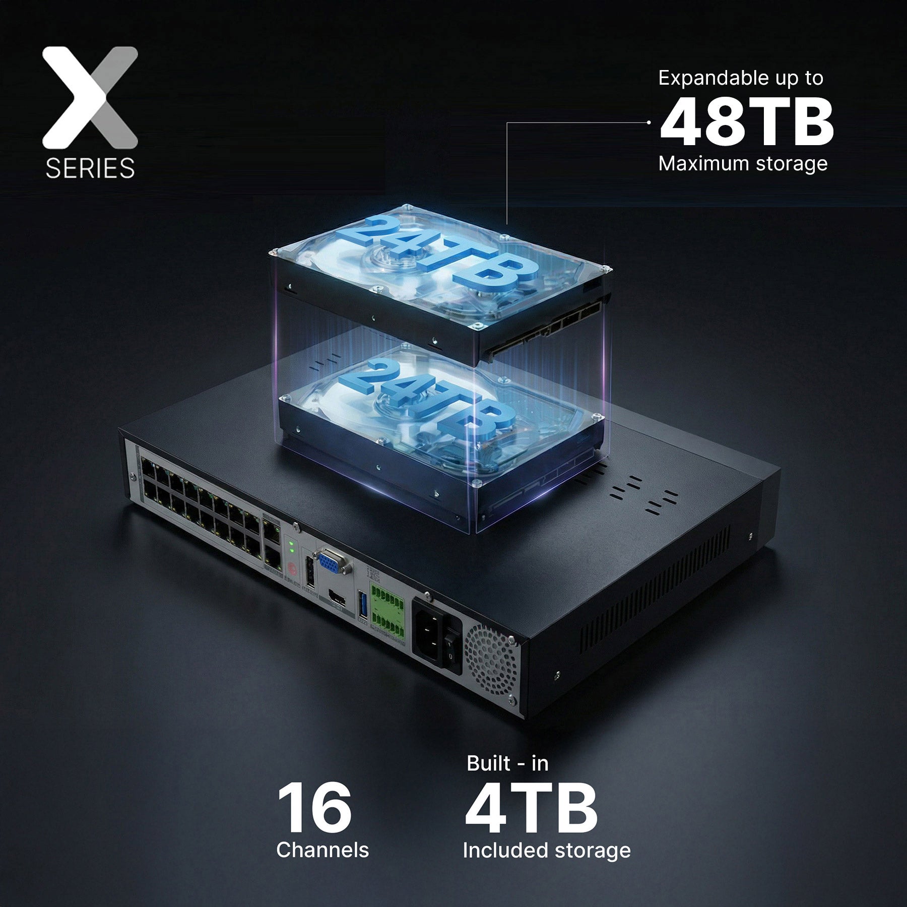 Lorex Connect X Series 4K 16-Channel Wired NVR System with X5 Turret Security Cameras - 4TB