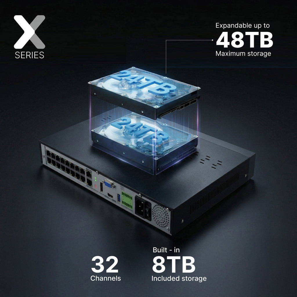 Lorex Connect X Series 4K 32-Channel Wired NVR System with X3 Dual-Lens Turret Camera - 8TB