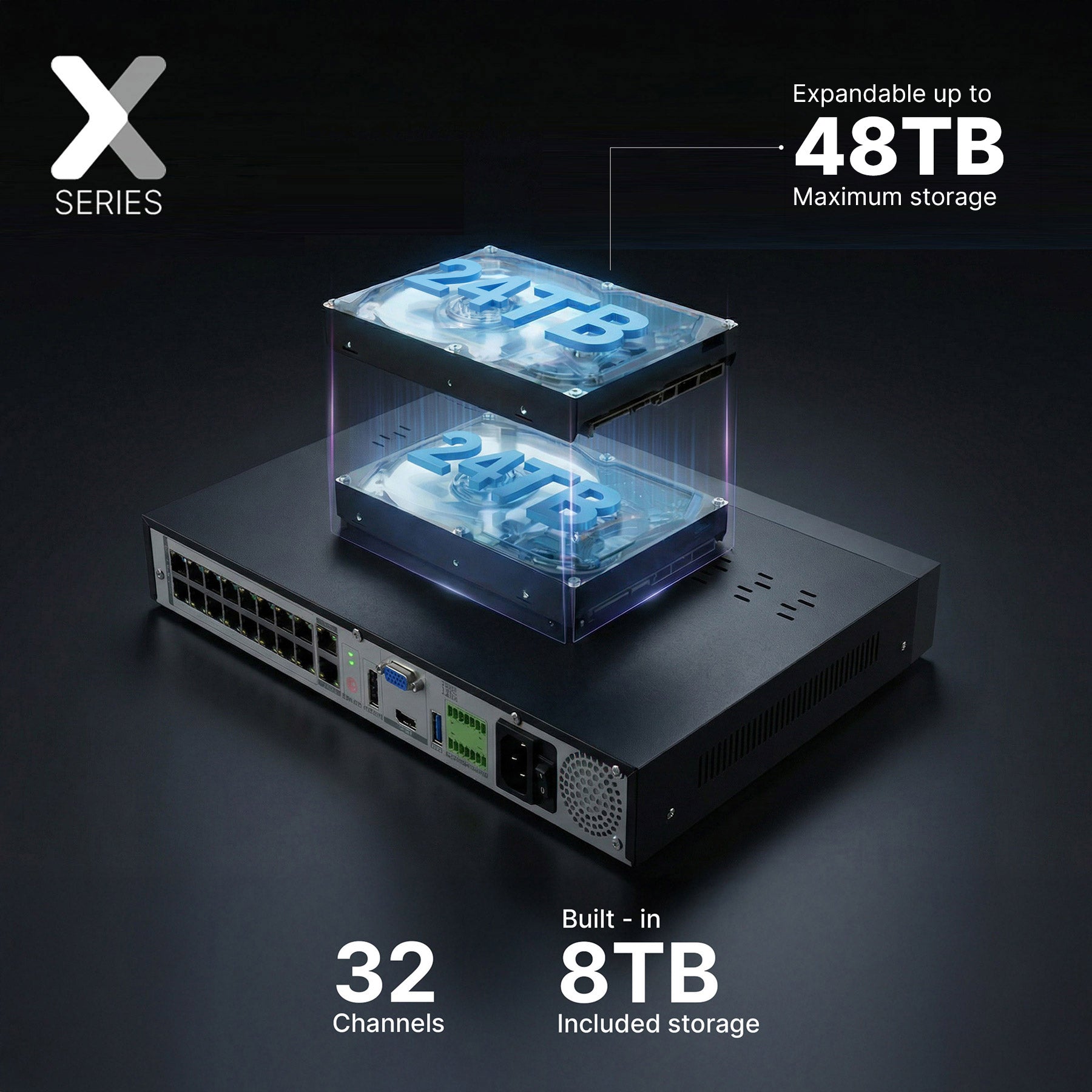 Lorex Connect X Series 4K 32-Channel Wired NVR System with X3 Dual-Lens Turret Camera - 8TB